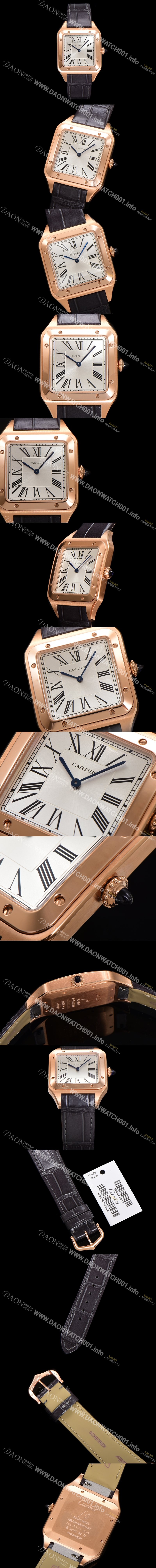 홍콩명품 [까르띠에] 남성용 산토스 WSSA0022 쿼츠 46.6mm L 사이즈 쿼츠 18K 로즈골드 화이트 다이얼 car69322