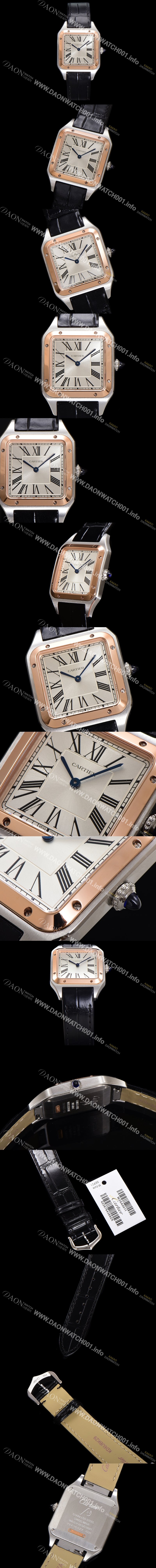 홍콩명품 [까르띠에] 남여공용 산토스 W2SA0019 쿼츠 43.5mm M 사이즈 18K 로즈골드 화이트 다이얼 car69324