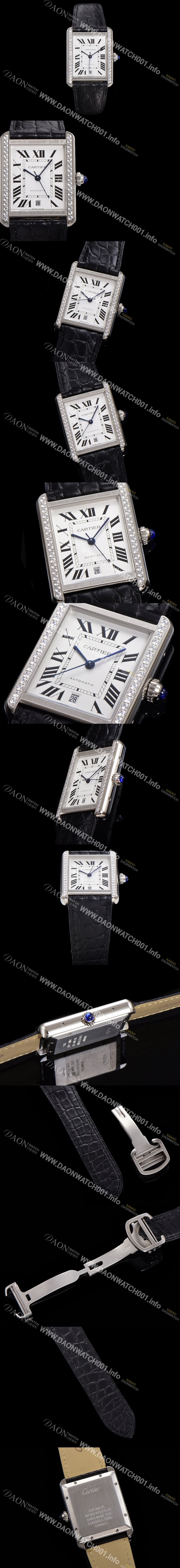 홍콩명품 [까르띠에] 남성용 탱크 솔로 WSTA0029 로마 인덱스 40.85mm 큐빅베젤 화이트 다이얼 악어가죽줄 오토매틱 car69348