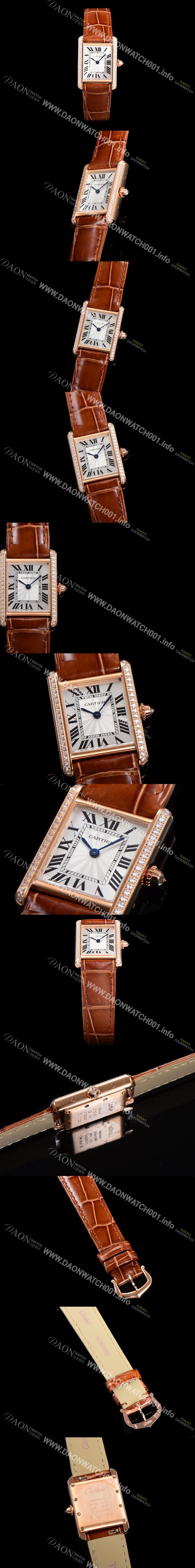 홍콩명품 [까르띠에] 여성용 신상 탱크 WJTA0037 큐빅베젤 실버 다이얼 29mm 로즈골드 악어가죽 쿼츠 무브먼트 car69358