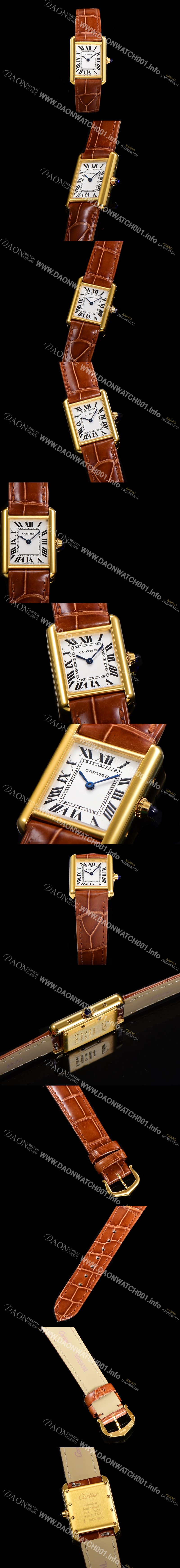 홍콩명품 [까르띠에] 여성용 신상 탱크 W1529856 실버 다이얼 29mm 옐로우골드 악어가죽 쿼츠 무브먼트 car69360