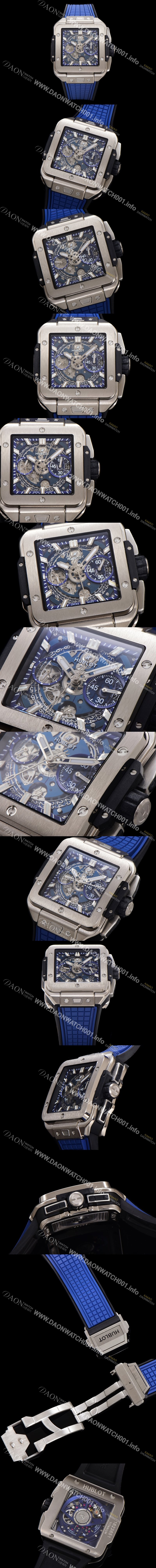 홍콩명품 [휴블렛] 남성용 스퀘어 뱅 유니코 821.NX.5170.RX 스켈레톤 다이얼 티타늄 에디션 42미리 오토매틱 무브먼트 우레탄 러버밴드 hub2131