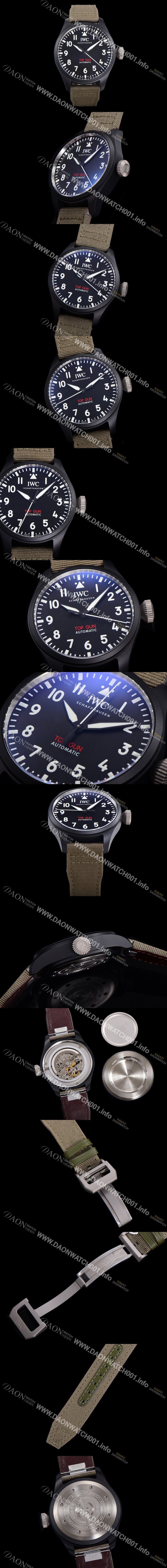 홍콩명품 [아이더블유씨] 남성용 파일럿 IW329801 오토매틱 43.8mm 세라믹재질 나토천/가죽줄 믹스 블랙 다이얼 iwc29050