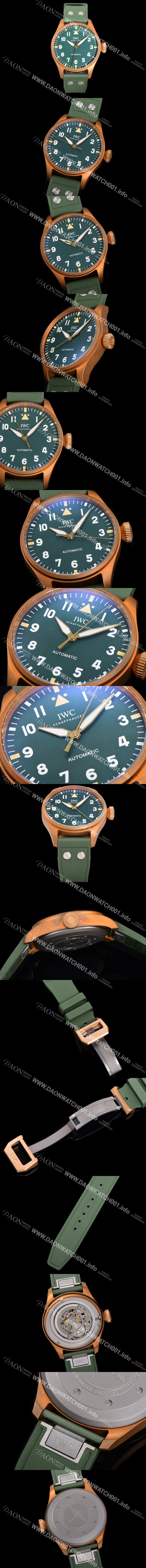 홍콩명품 [아이더블유씨] 남성용 빅 파일럿 워치 IW329702 브론즈 스핏파이어 43mm 오토매틱 9015 타입 러버스트랩 그린다이얼 iwc39264