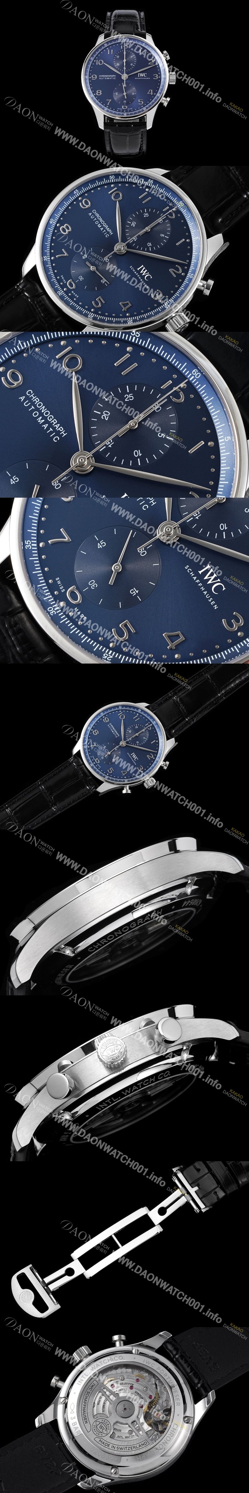 홍콩명품 [아이더블유씨] 남성용 신상품 / 포르투기즈 IW371606 크로노그래프 오토매틱 Cal.69355 타입 41미리 가죽줄 블루 다이얼 iwc4091