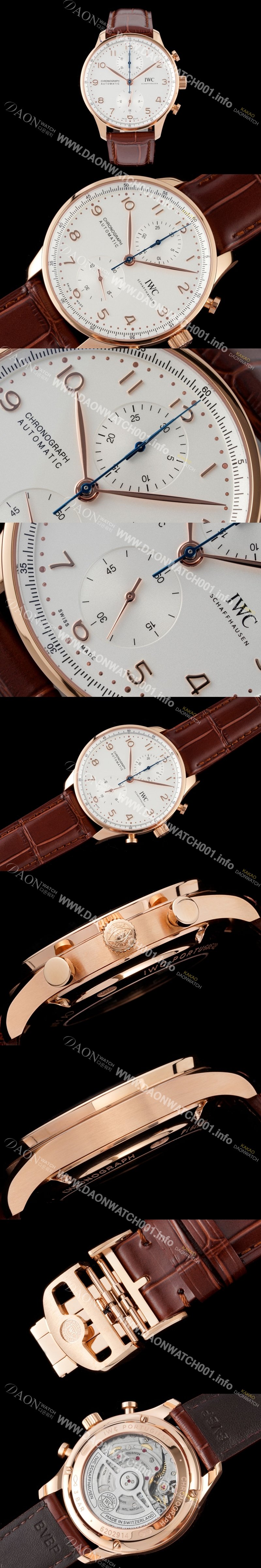 홍콩명품 [아이더블유씨] 남성용 신상품 / 포르투기즈 IW371611 크로노그래프 오토매틱 Cal.69355 타입 41미리 가죽줄 화이트 다이얼 iwc4093