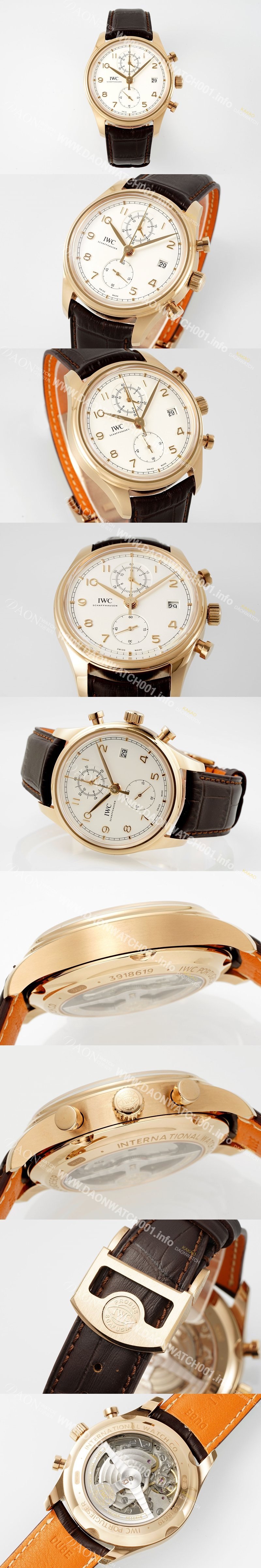 홍콩명품 [아이더블유씨] 남성용 포루투기즈 IW390301 18k 로즈골드 42mm 크로노그래프 오토매틱 무브먼트 화이트 다이얼 iwc4096