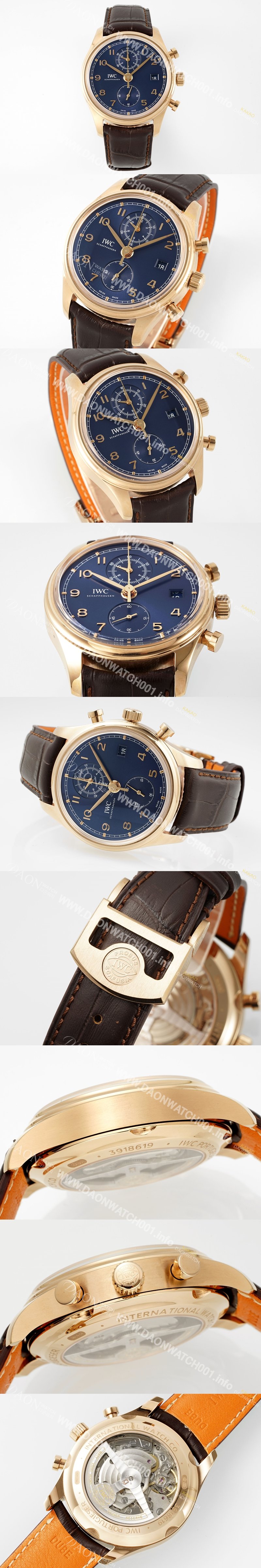 홍콩명품 [아이더블유씨] 남성용 포루투기즈 IW390305 18k 로즈골드 42mm 크로노그래프 오토매틱 무브먼트 블루 다이얼 iwc4097