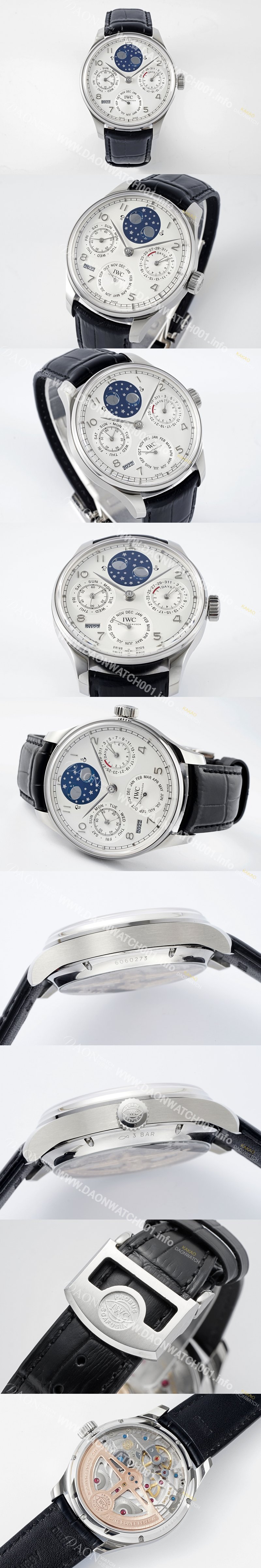 홍콩명품 [아이더블유씨] 남성용 포루투기즈 IW503406 퍼페추얼 캘린더 더블 문 플래티넘 44mm 오토매틱 무브먼트 화이트 다이얼 iwc4104