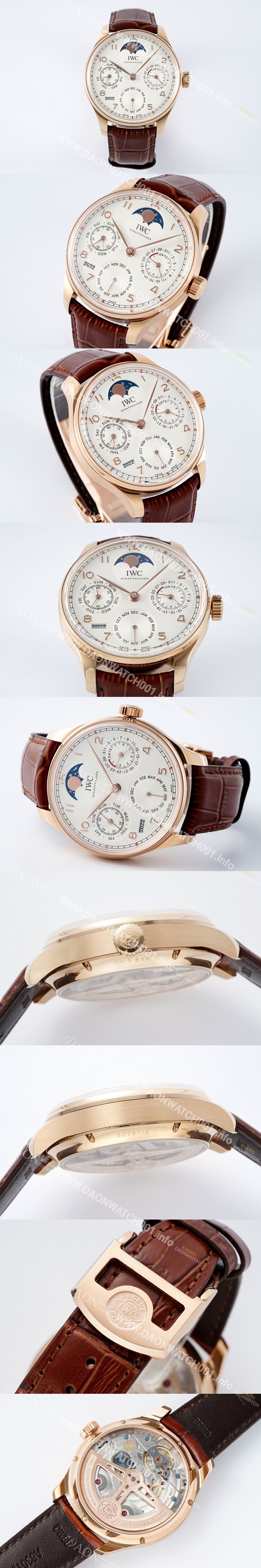 홍콩명품 [아이더블유씨] 남성용 포루투기즈 IW502306 퍼페추얼 캘린더 싱글 문 44mm 18k 로즈골드 오토매틱 무브먼트 화이트 다이얼 iwc4108