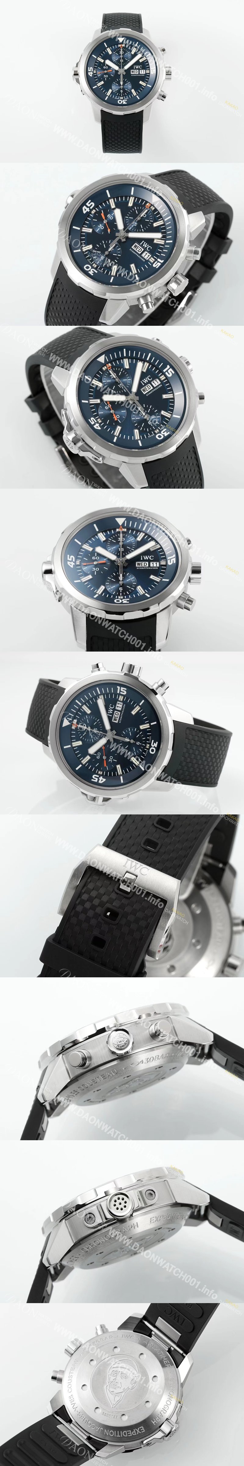 홍콩명품 [아이더블유씨] 남성용 아쿠아타이머 IW376805 크로노그래프 “엑스페디션 자크 이브 쿠스토” 에디션 44mm 오토매틱 무브먼트 블루 다이얼 iwc4112