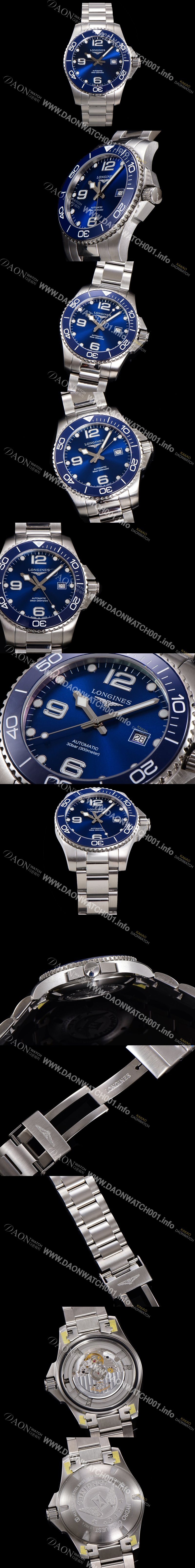 홍콩명품 [론진] 남성용 하이드로콘퀘스트 L3.781.4.96.6 세라믹 베젤 41mm 블루 다이얼 L888 오토매틱 무브먼트  lon2916