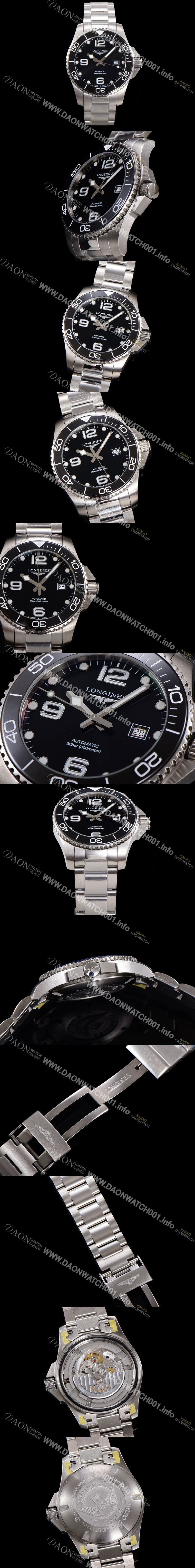 홍콩명품 [론진] 남성용 하이드로콘퀘스트 L3.781.4.56.6 세라믹 베젤 41mm 블랙 다이얼 L888 오토매틱 무브먼트  lon2917