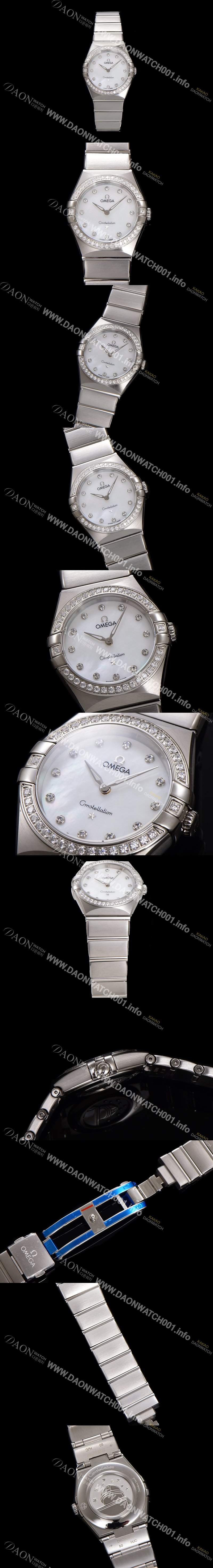 홍콩명품 [오메가] 여성용 컨스틀레이션 131.15.28.60.55.001 다이아몬드 세팅 베젤 28mm 쿼츠 무브먼트 화이트 자개 다이얼 omg0145