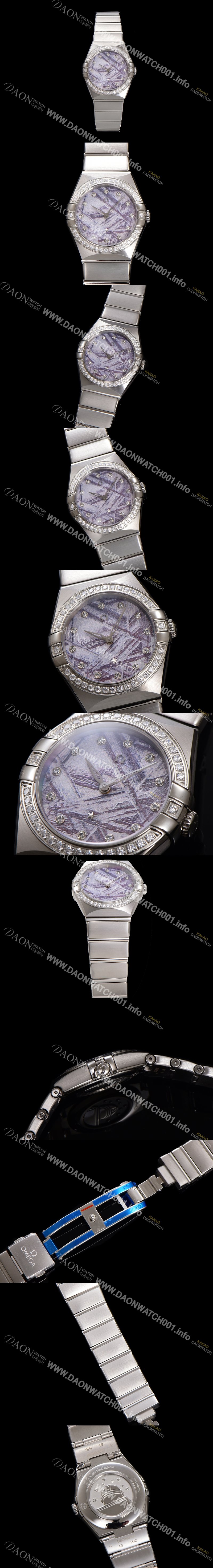 홍콩명품 [오메가] 여성용 컨스틀레이션 131.15.28.60.99.001 다이아몬드 세팅 베젤 28mm 쿼츠 무브먼트 메테오라이트 다이얼 omg0147