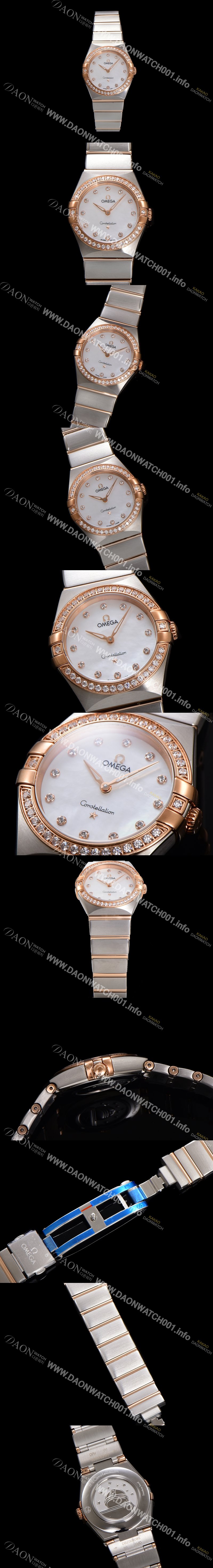 홍콩명품 [오메가] 여성용 컨스틀레이션 131.25.28.60.55.001 로즈골드 다이아몬드 세팅 베젤 28mm 쿼츠 무브먼트 화이트 자개 다이얼 omg0152