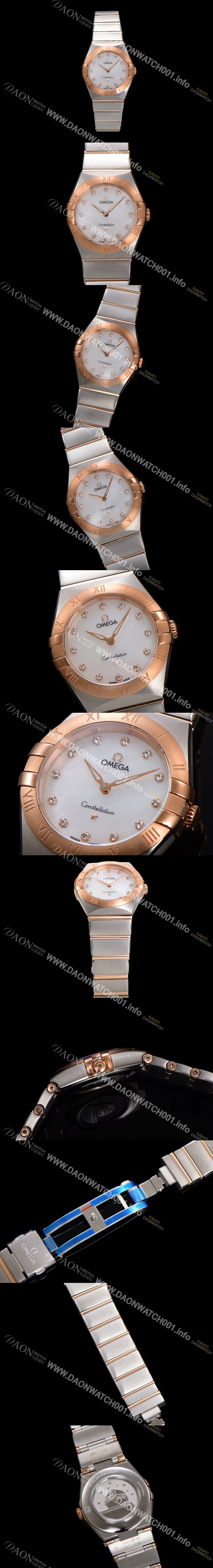 홍콩명품 [오메가] 여성용 컨스틀레이션 131.20.28.60.55.001 로즈골드 28mm 쿼츠 무브먼트 화이트 자개 다이얼 omg0153