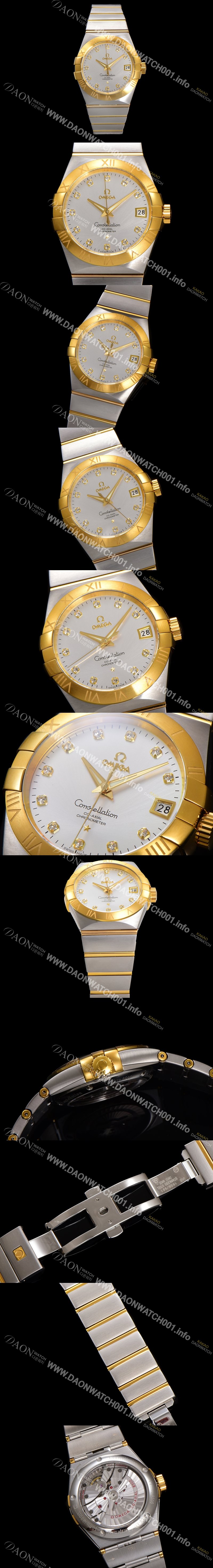 홍콩명품 [오메가] 남성용 컨스틀레이션 123.20.38.21.52.002 18k 옐로우골드 38mm 오토매틱 8500타입 실버 다이얼 omg0156