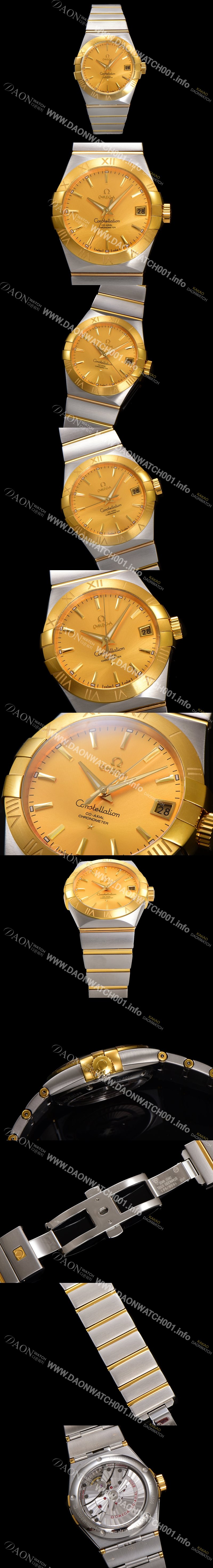 홍콩명품 [오메가] 남성용 컨스틀레이션 123.20.38.21.08.001 18k 옐로우골드 38mm 오토매틱 8500타입 샴페인 다이얼 omg0160