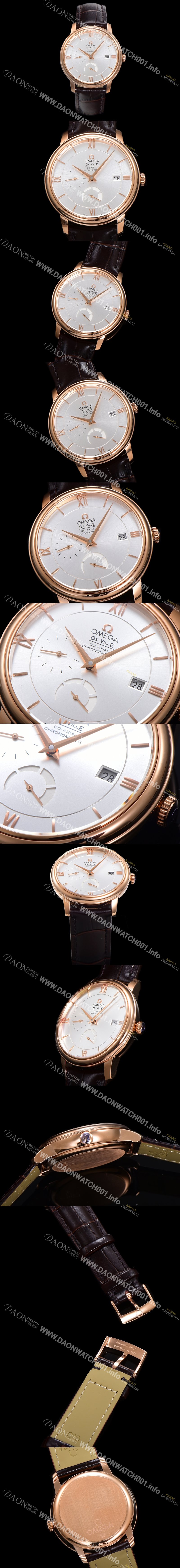 홍콩명품 [오메가] 남성용 드빌 424.53.40.21.02.001 프레스티지 코-액시얼 39.5mm  18K 로즈골드 오토매틱 Cal.2627 타입 실버 다이얼 omg0175