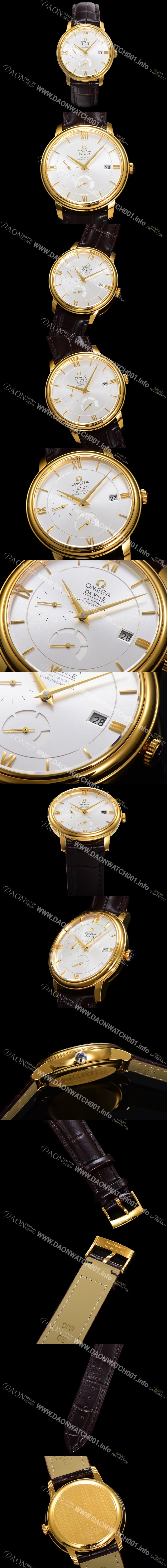 홍콩명품 [오메가] 남성용 드빌 424.53.40.21.02.002 프레스티지 코-액시얼 39.5mm  18K 옐로우골드 오토매틱 Cal.2627 타입 실버 다이얼 omg0176