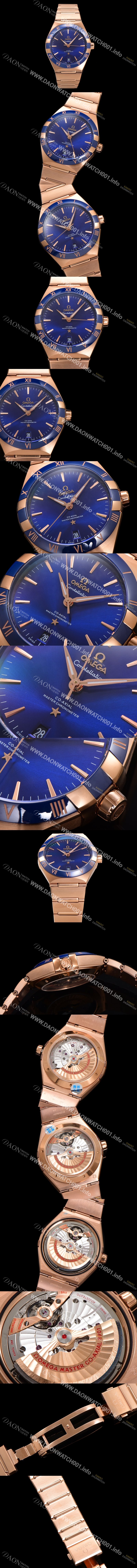 홍콩명품 [오메가] 남성용 1:1수제공정! 131.63.41.21.03.001 무브UP 컨스틸레이션 코-엑시얼 마스터 오토매틱 Cal.8900타입 41mm 18K 로즈골드 메탈줄 블루 다이얼 omg20186