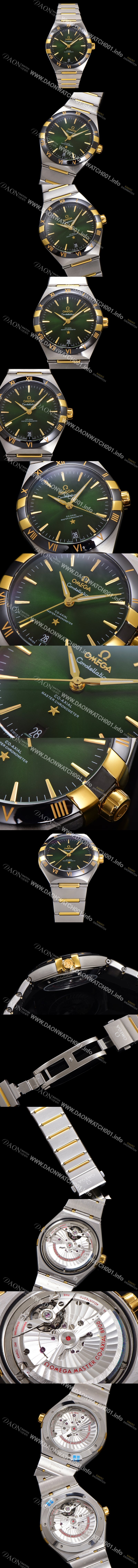 홍콩명품 [오메가] 남성용 1:1수제공정! 131.23.41.21.10.001 무브UP 컨스틸레이션 코-엑시얼 마스터 오토매틱 Cal.8900타입 41mm 18K 옐로우골드 메탈줄 그린 다이얼 omg20189