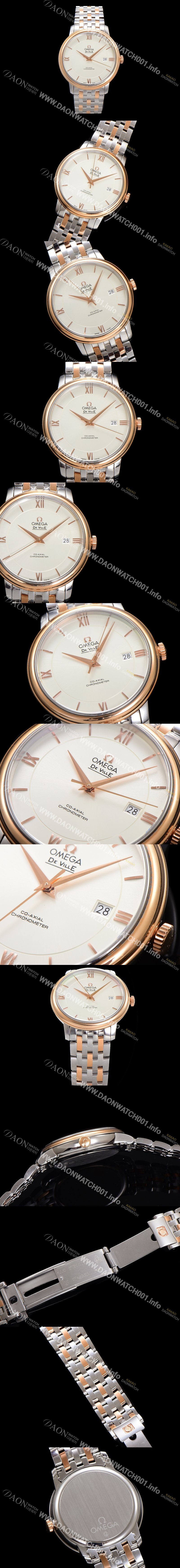 홍콩명품 [오메가] 남성용 드빌 프레스티지 424.20.37.20.02.002 오토매틱 Cal.8800타입 39.5mm 18K 로즈골드 메탈줄 화이트 다이얼 omg20200