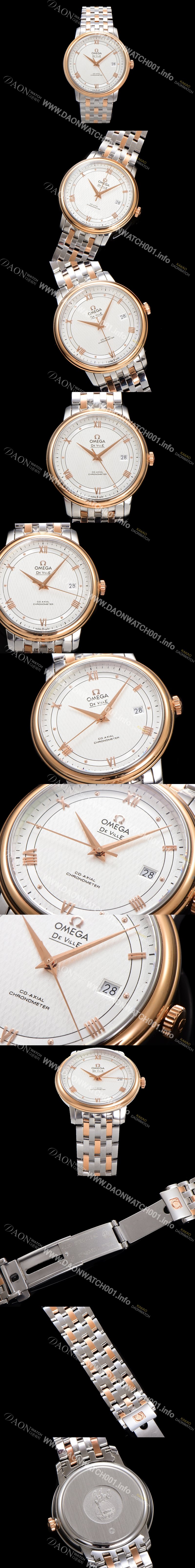 홍콩명품 [오메가] 남성용 드빌 프레스티지 424.20.40.20.02.002 오토매틱 Cal.8800타입 39.5mm 18K 로즈골드 메탈줄 화이트 다이얼 omg20204