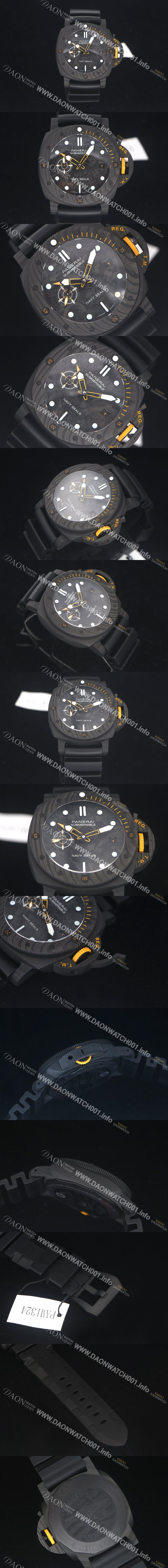 홍콩명품 [파네라이] 남성용 서브멀시브 GMT 카보텍 네이비 실 PAM01324 오토매틱 Cal.P9000타입 44mm 블랙 다이얼 pan5231