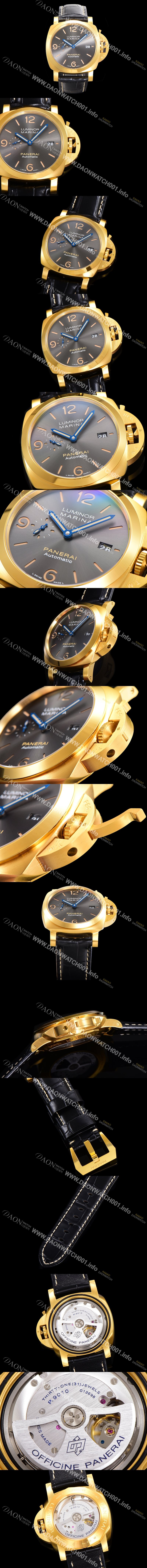 홍콩명품 [파네라이] 남성용 루미노르 PAM01115  44미리 18K 옐로우골드 오토매틱 그레이 다이얼 pan9122