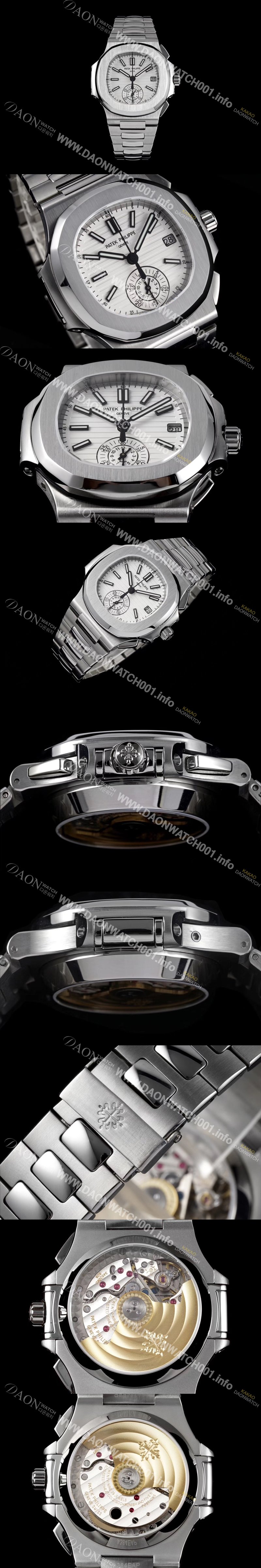 홍콩명품 [파텍필립] 남성용 노틸러스 5980/1A-019 오토매틱 Cal.CH 28-520 C 타입 40.5mm 메탈줄 화이트 다이얼 pat2224