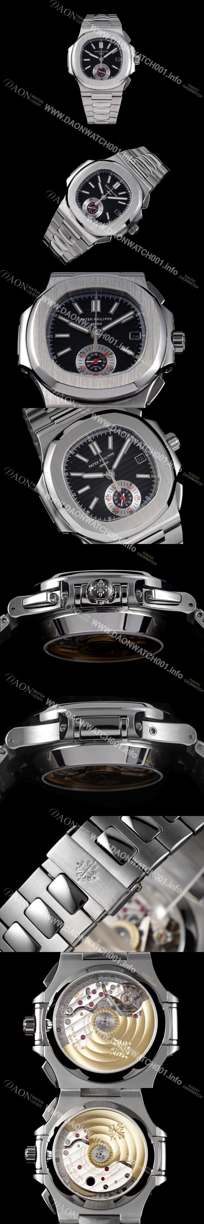 홍콩명품 [파텍필립] 남성용 노틸러스 5980/1A-014 오토매틱 Cal.CH 28-520 C 타입 40.5mm 메탈줄 블랙 다이얼 pat2225