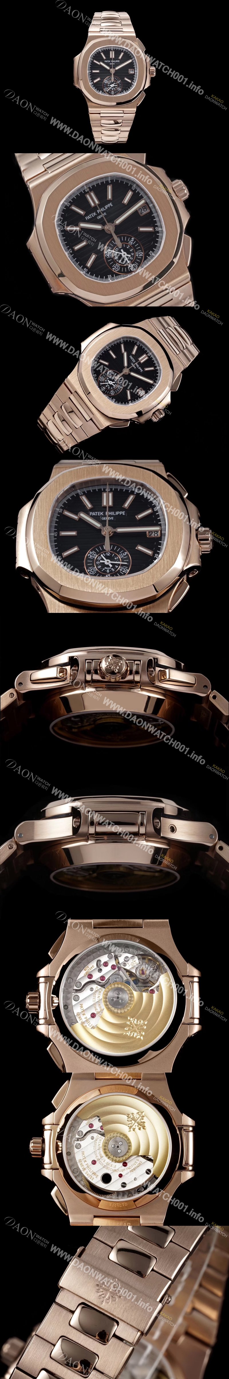 홍콩명품 [파텍필립] 남성용 노틸러스 5980/1R-001 18k 로즈골드 오토매틱 Cal.CH 28-520 C 타입 40.5mm 메탈줄 블랙 다이얼 pat2229