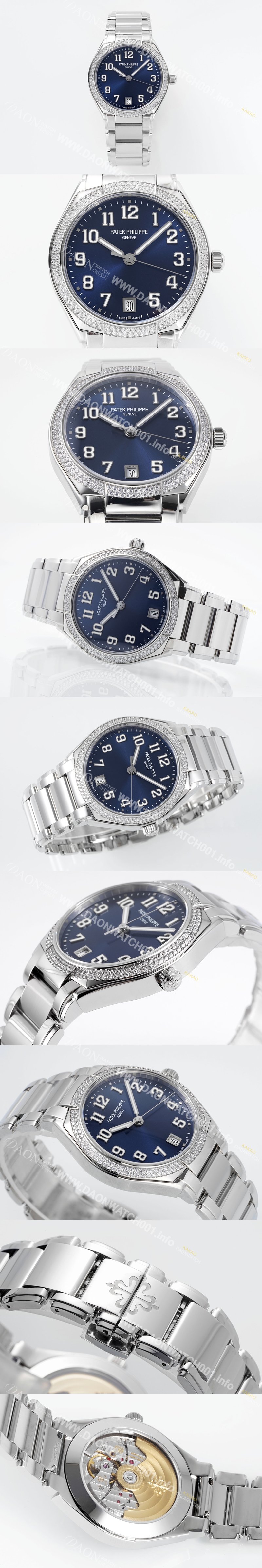 홍콩명품 [파텍필립] 여성용 트웬티-포 티파니 7300/1200A-001 다이아몬드 36mm 오토매틱 Cal.324 타입 블루 다이얼 pat2230