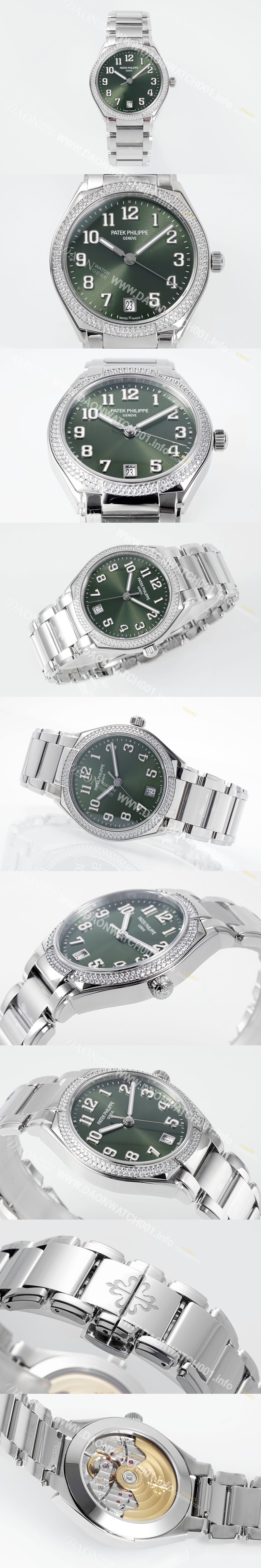 홍콩명품 [파텍필립] 여성용 트웬티-포 티파니 7300/1200A-011 다이아몬드 36mm 오토매틱 Cal.324 타입 올리브 그린 다이얼 pat2231