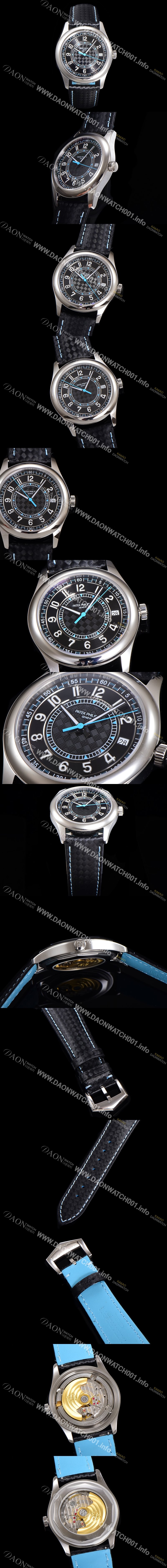 홍콩명품 [파택필립] 남성용 칼라트라바 Ref.6007G-011 오토매틱 Cal.324 타입 40mm 가죽줄 블랙다이얼 pat78243