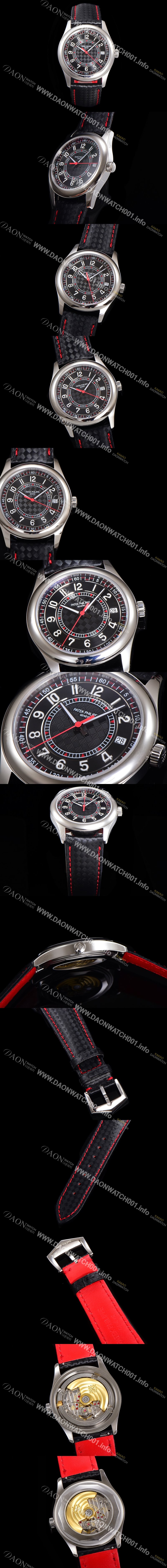 홍콩명품 [파택필립] 남성용 칼라트라바 Ref.6007G-010 오토매틱 Cal.324 타입 40mm 가죽줄 블랙다이얼 pat78245