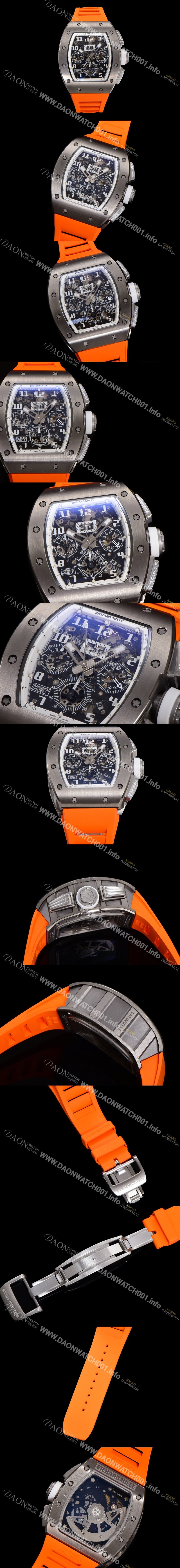 홍콩명품 [리차드밀레] 남성용 RM11-FM 티타늄 케이스/스텐레스 스틸 베젤 크로노그래프 50mm 오토매틱 무브먼트 스켈레톤 다이얼 ric0249