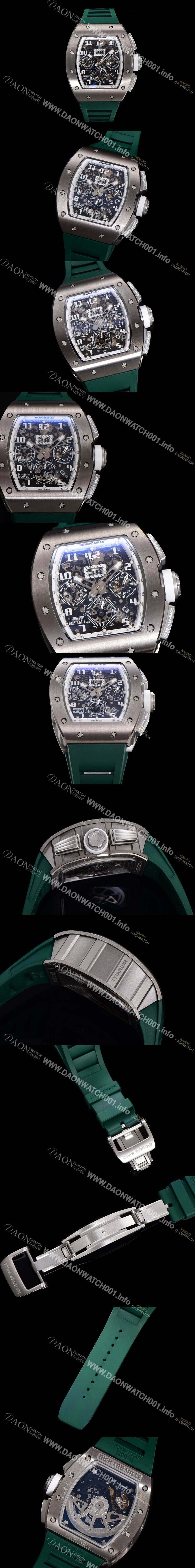 홍콩명품 [리차드밀레] 남성용 RM11-FM 티타늄 케이스/스텐레스 스틸 베젤 크로노그래프 50mm 오토매틱 무브먼트 스켈레톤 다이얼 ric0251