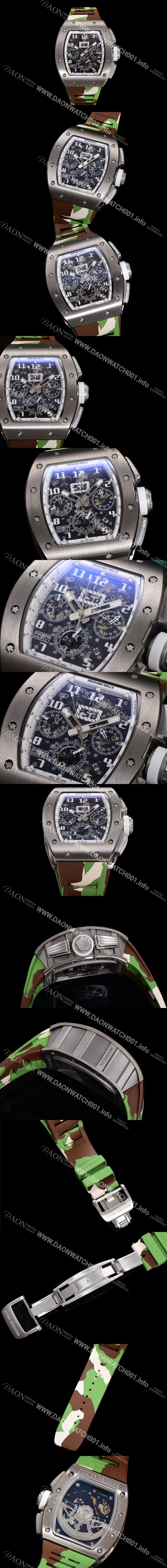 홍콩명품 [리차드밀레] 남성용 RM11-FM 티타늄 케이스/스텐레스 스틸 베젤 크로노그래프 50mm 오토매틱 무브먼트 스켈레톤 다이얼 ric0252