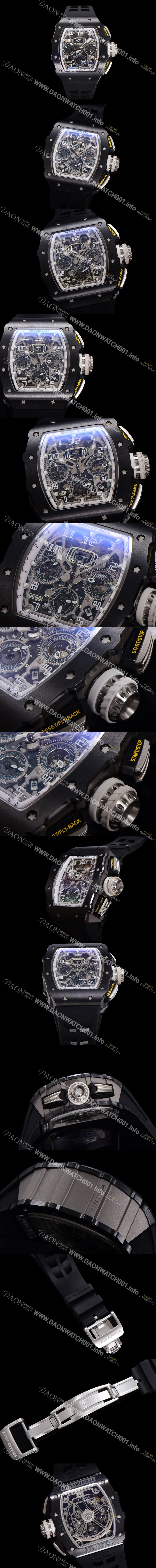 홍콩명품 [리차드밀레] 남성용 RM11-03 티타늄 케이스/블랙 PVD코딩 베젤 크로노그래프 50mm 오토매틱 무브먼트 스켈레톤 다이얼 ric0256