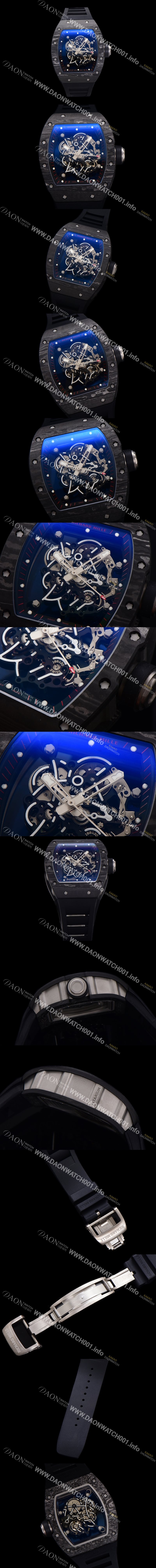 홍콩명품 [리차드밀레] 남성용 RM055 NTPT 카본 케이스 50mm 스켈레톤 다이얼 기계식 수동형 무브먼트 ric0265