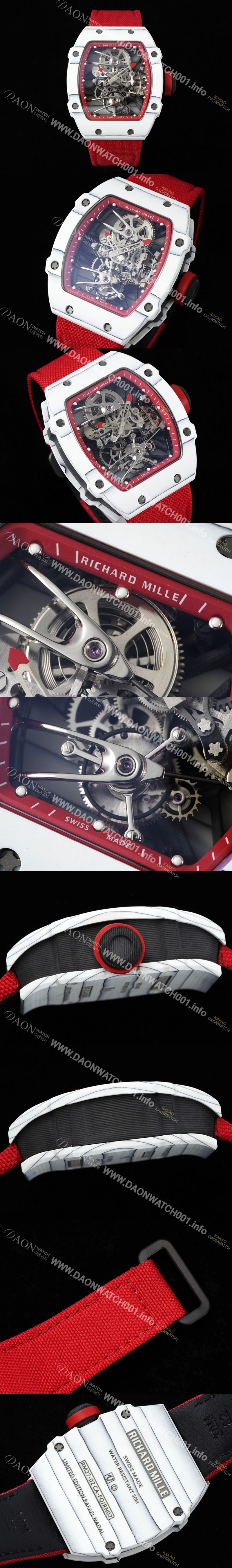 홍콩명품 [리차드밀레] 남성용 RM27-02 투어빌론 라파엘 나달 47mm 기계식 수동형 무브먼트 스켈레톤 다이얼 ric0273