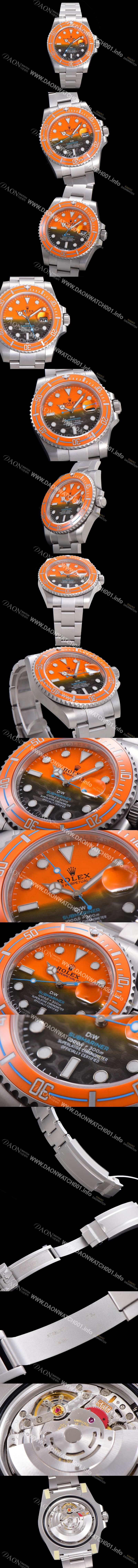 홍콩명품 [로렉스] 남성용 신형 케이스 업그레이드 러스털러스 스틸 재질 ! 40mm서브마리너 오토매틱 Cal.3135 오렌지 블랙 콜라보 다이얼 rol49207
