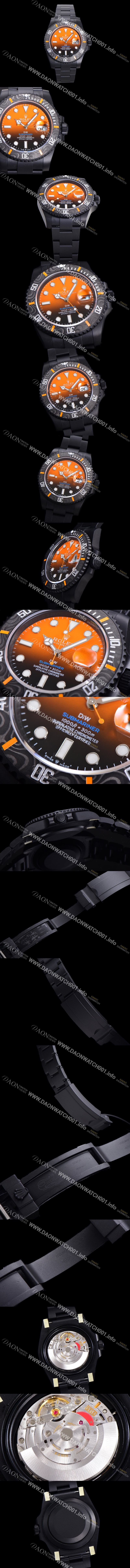 홍콩명품 [로렉스] 남성용 904L스틸!! 서브마리너 40mm 카본베젤 오토매틱 Cal.3135 오렌지 블랙 콜라보 다이얼 rol49210