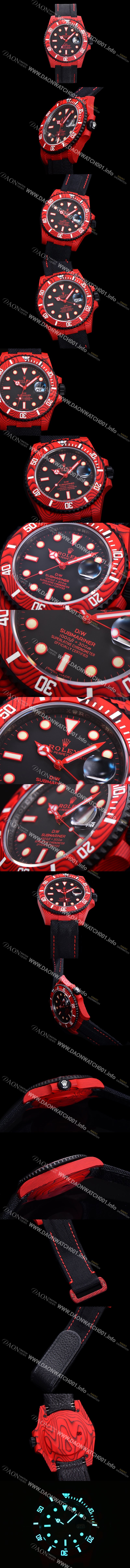홍콩명품 [로렉스] 남성용 서브마리너 41mm 리얼레드 포지드카본 오토매틱 Cal.3135 블랙 다이얼 rol49213
