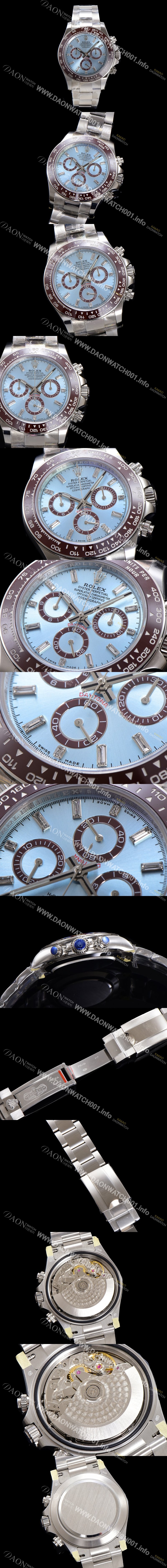 홍콩명품 [로렉스] 남성용 코스모그래프 데이토나 플래티넘 m126506-0002 세라믹 베젤 40mm 크로노그래프 7750 오토매틱 무브먼트 바게트 아이스 블루 다이얼 rol5321