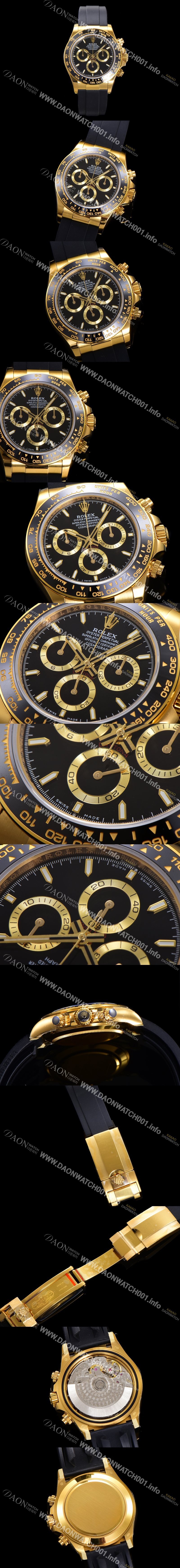 홍콩명품 [로렉스] 남성용 코스모그래프 데이토나 m126518ln-0008 세라믹 베젤 18K 옐로우골드 40mm 크로노그래프 7750 오토매틱 무브먼트 블랙 다이얼 rol5330