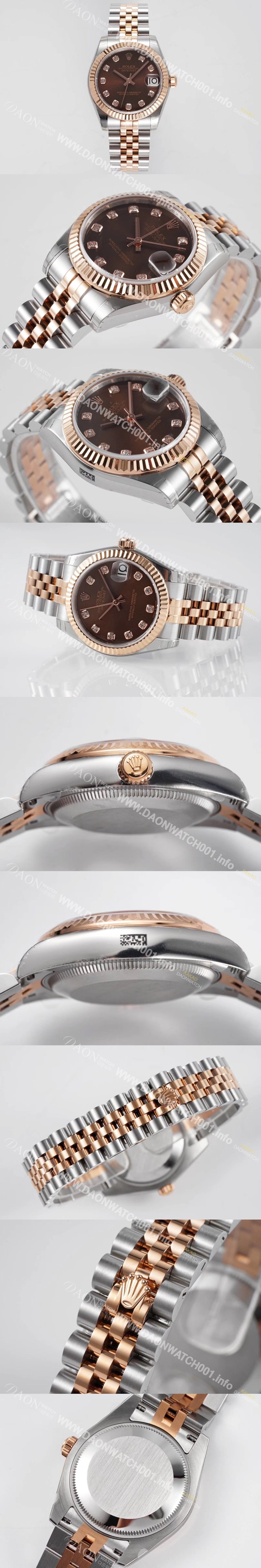홍콩명품 [로렉스] 여성용 데이져스트 178271 플루티드 18k 로즈골드 31mm 쥬빌레 오토매틱 2236타입 브라운 다이얼 rol5445